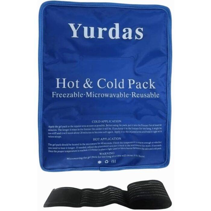Yurdas Large Blue Gel Ice Pack 37x27cm – Reusable Hot & Cold Therapy for Pain Relief with Adjustable Strap - Image 1