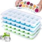 Yurdas Silicone Ice Cube Trays with Lids – 4 Pack, 14 Square Cubes per Tray (56 Cubes Total) – BPA-Free, Flexible, Stackable – for Baby Food, Whiskey, Cocktails & Drinks