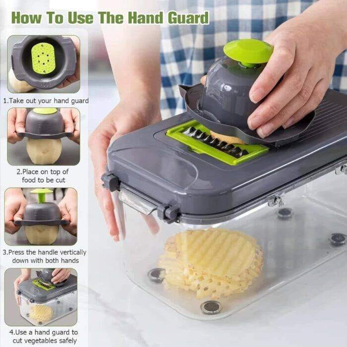 Yurdas Vegetable Chopper and Slicer Set, 14-in-1 Mandoline Slicer with Collection Container & Multiple Blades for Kitchen - Image 2