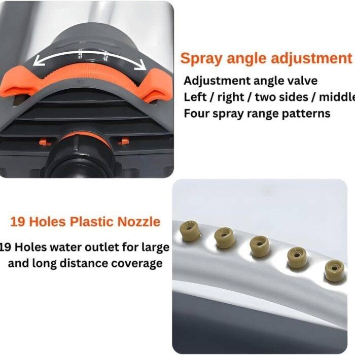 Yurdas Oscillating Lawn Sprinkler with Metal Filter - 304m² Rectangular Coverage, 8-17m Adjustable Range, 16 Nozzles for Even Irrigation, Garden Water Sprayer for Grass, Plants & Flowers - Image 6