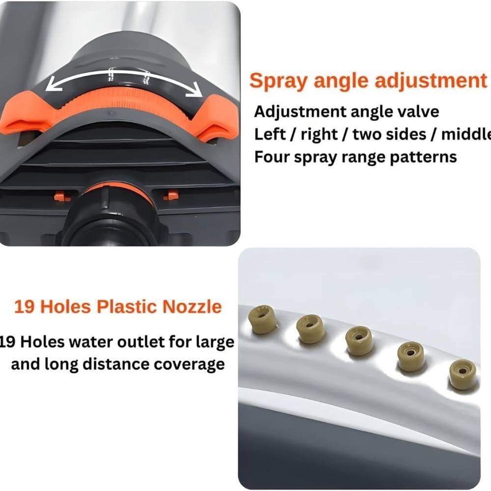 1 (50) Yurdas Oscillating Lawn Sprinkler with Metal Filter - 304m² Rectangular Coverage, 8-17m Adjustable Range, 16 Nozzles for Even Irrigation, Garden Water Sprayer for Grass, Plants & Flowers - Image 6