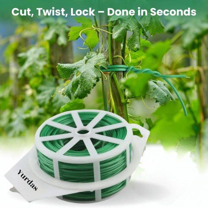 Yurdas 50m Twist Tie Garden Wire with Built-in Cutting Blade – Plant Ties for Climbing Plants, Garden Ties, Vines, Shrubs, Outdoor & Indoor Plant Support - Image 2