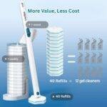 Yurdas Disposable Toilet Brush Set – 40 Cleaning Heads with Storage Stand, White - Image 3