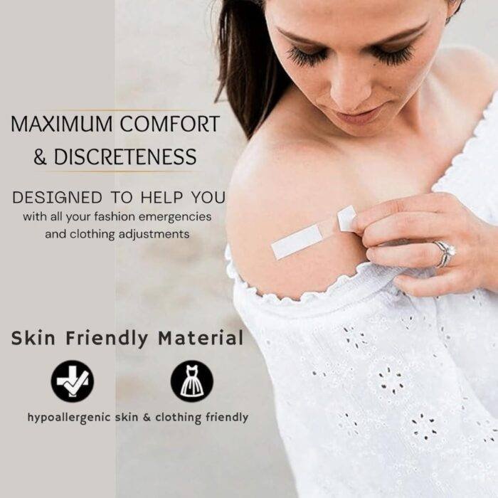 Yurdas Double-Sided Body Tape – 100 Strong Adhesive Strips for Skin & Clothing, Invisible Bra & Dress Fashion Tape, Extra Strong Hold - Image 2