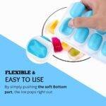 Yurdas Silicone Ice Cube Trays with Lids – 4 Pack, 14 Square Cubes per Tray (56 Cubes Total) – BPA-Free, Flexible, Stackable – for Baby Food, Whiskey, Cocktails & Drinks - Image 3
