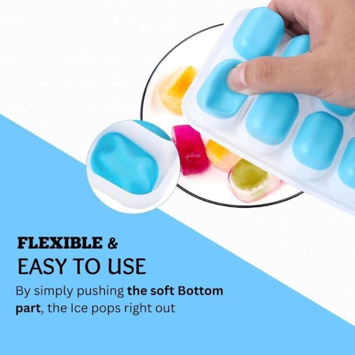 Yurdas Silicone Ice Cube Trays with Lids – 4 Pack, 14 Square Cubes per Tray (56 Cubes Total) – BPA-Free, Flexible, Stackable – for Baby Food, Whiskey, Cocktails & Drinks - Image 3