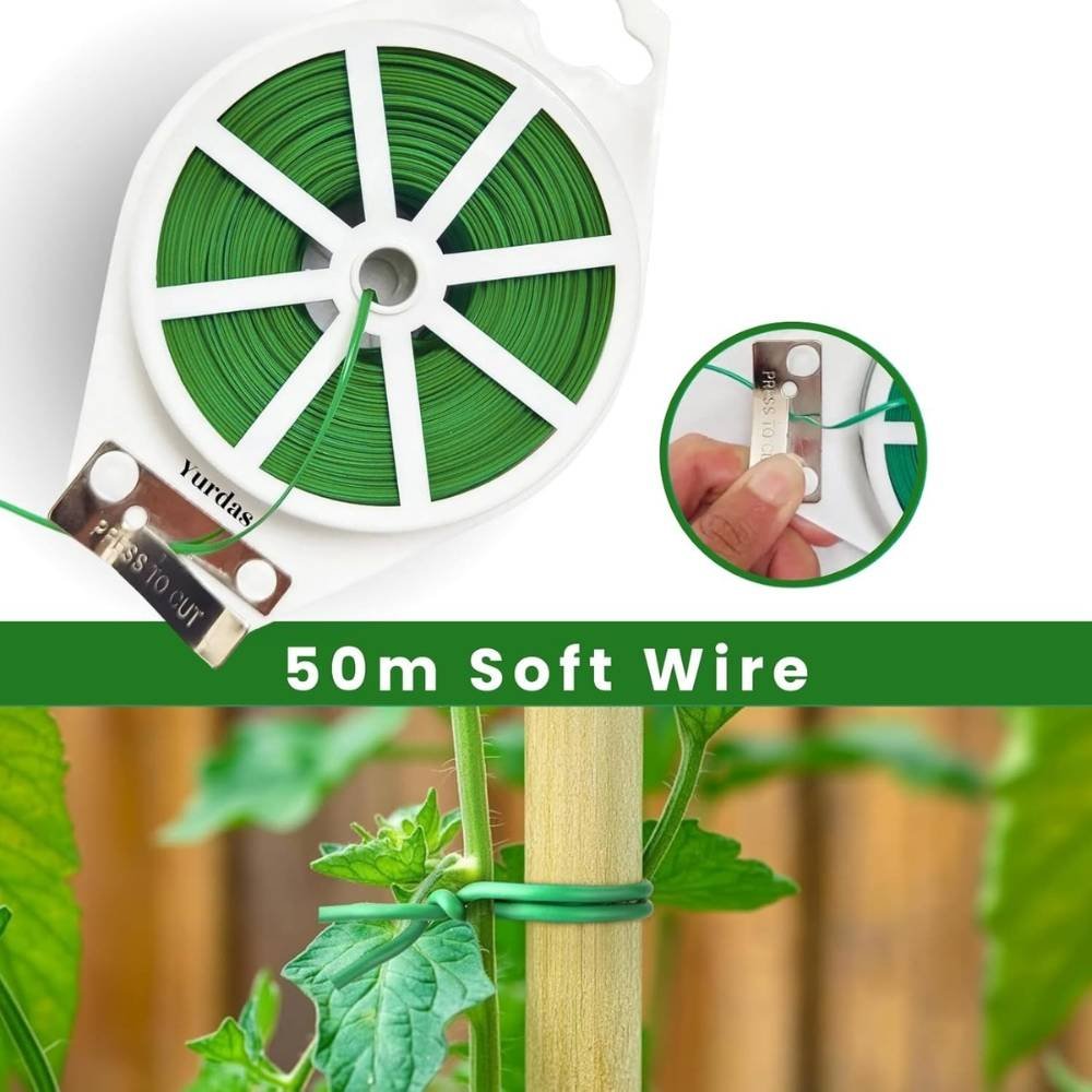 3 (8) Yurdas 50m Twist Tie Garden Wire with Built-in Cutting Blade – Plant Ties for Climbing Plants, Garden Ties, Vines, Shrubs, Outdoor & Indoor Plant Support - Image 3