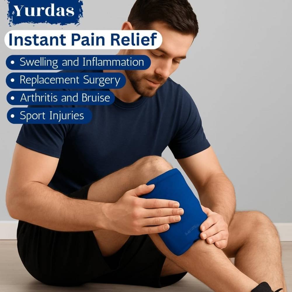4 (4) Yurdas Large Blue Gel Ice Pack 37x27cm – Reusable Hot & Cold Therapy for Pain Relief with Adjustable Strap - Image 4
