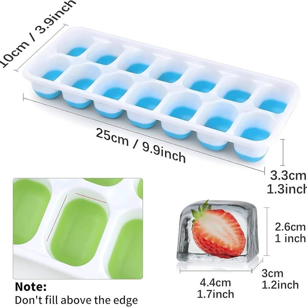 4 (4) Yurdas Silicone Ice Cube Trays with Lids – 4 Pack, 14 Square Cubes per Tray (56 Cubes Total) – BPA-Free, Flexible, Stackable – for Baby Food, Whiskey, Cocktails & Drinks - Image 4
