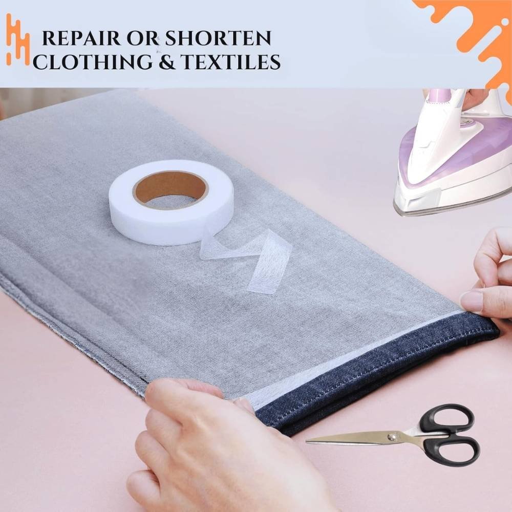 4 (4) Yurdas Hemming Tape 20mm x 30m – Extra Strong Iron-On Hem Tape for Clothes, Curtains & Crafts | Fusible Sewing Tape for DIY Fabric Repairs, No Sew Bonding Web - Image 4