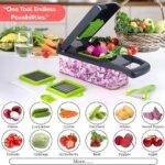 Yurdas Vegetable Chopper and Slicer Set, 14-in-1 Mandoline Slicer with Collection Container & Multiple Blades for Kitchen - Image 4