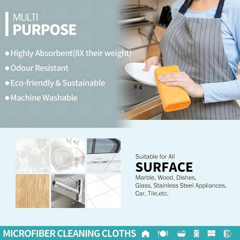 4 (4) Yurdas Microfibre Cleaning Cloths, 50 Pack, 30x30cm, Ultra Soft and Absorbent, Multi-Colour - Image 4