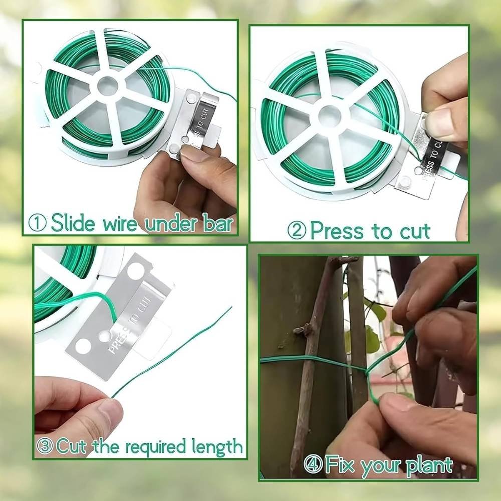 5 (4) Yurdas 50m Twist Tie Garden Wire with Built-in Cutting Blade – Plant Ties for Climbing Plants, Garden Ties, Vines, Shrubs, Outdoor & Indoor Plant Support - Image 5