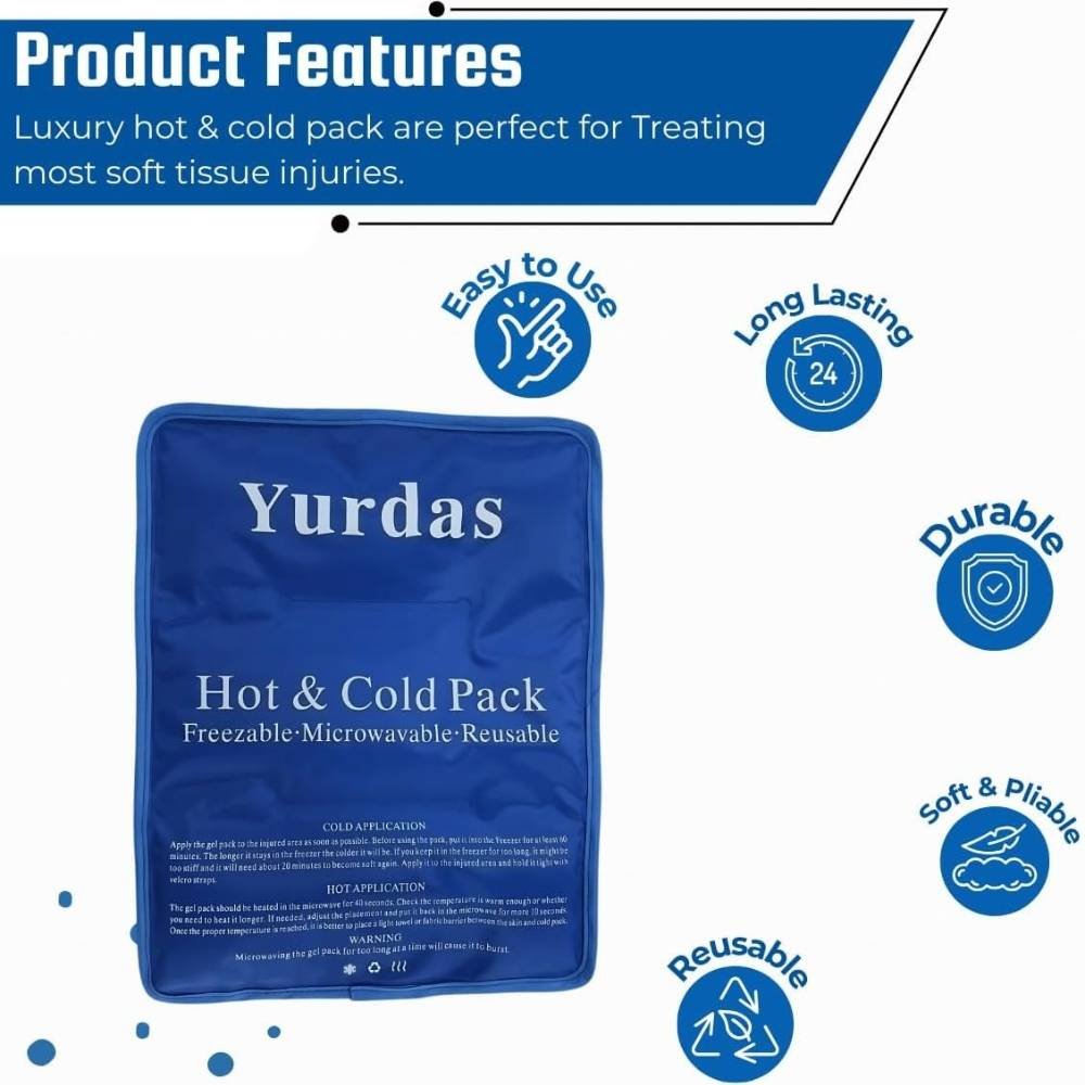 8 (3) Yurdas Large Blue Gel Ice Pack 37x27cm – Reusable Hot & Cold Therapy for Pain Relief with Adjustable Strap - Image 8