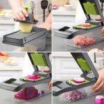 Yurdas Vegetable Chopper and Slicer Set, 14-in-1 Mandoline Slicer with Collection Container & Multiple Blades for Kitchen - Image 9